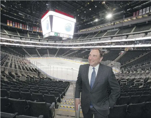  ?? DAVID BLOOM ?? NHL commission­er Gary Bettman called Rogers Place “phenomenal” and “best of class” during a visit to Edmonton on Tuesday.
