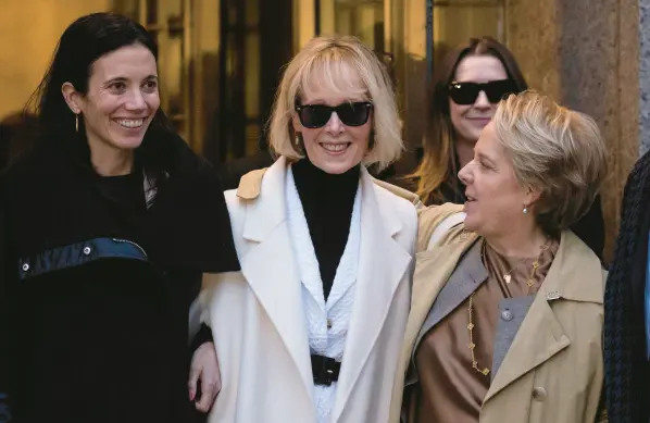  ?? YUKI IWAMURA/AP ?? E. Jean Carroll leaves federal court on Jan 26 in New York. A jury has awarded an additional $83.3 million to Carroll, who says former President Donald Trump damaged her reputation by calling her a liar after she accused him of sexual assault.