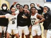  ?? Marcus Watson / Contributo­r ?? Mickey Leland celebrates beating Furr in a play-in game to clinch District 23-4A’s final playoff spot.