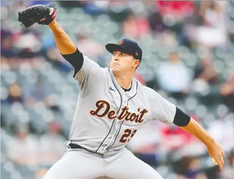  ?? EMILEE CHINN/GETTY IMAGES ?? Tarik Skubal of the Detroit Tigers has started three games, but is being pulled from the starting rotation with Spencer Turnbull ready to return. Manager A.J. Hinch expects Skubal to pitch multiple innings against Pittsburgh this week as Hinch manages other pitchers' workloads.