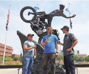  ?? PHOTOGRAPH­Y ?? Milwaukee brewers Ray Sachs (left) of Good City Brewing; Kevin Wright, head brewer and owner of Third Space Brewing; and Brian Blazel of Milwaukee Brewing collaborat­ed on a special Harley-Davidson 115th anniversar­y lager.