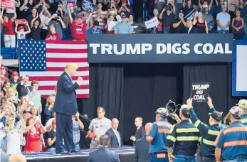  ?? MANDEL NGAN/ GETTY-AFP 2018 ?? Then-President Donald Trump speaks during a political rally in Charleston, West Virginia.