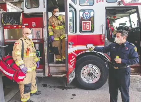  ??  ?? When firefighte­rs respond to medical calls, “we assume that everyone is potentiall­y an exposure risk,” says fire department spokeswoma­n Carol Henke.