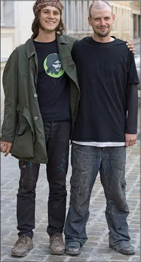  ??  ?? Booted out: Jones, left, and Martin leave a French court yesterday