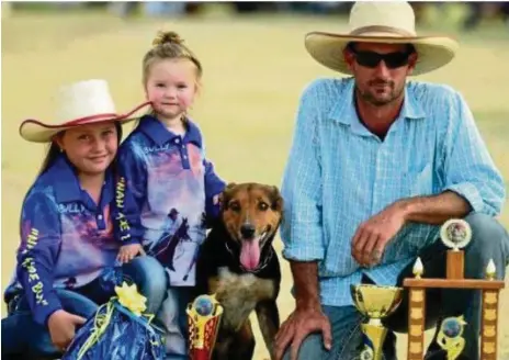  ?? PHOTO: CONTRIBUTE­D ?? WINNING TEAM: Willi Bethel with dog Daisy, a border collie cross, Madison Brown (daughter in hat) and Dakota Moxham (niece).