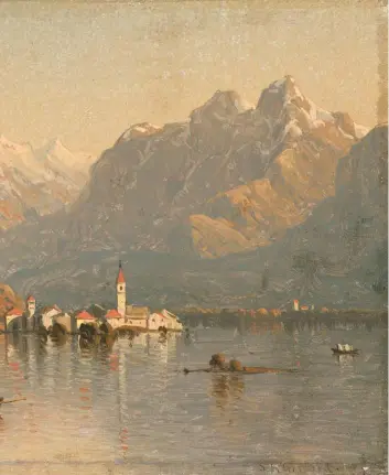  ??  ?? Sanford Robinson Gifford (1823-1880), Lago Maggiore,1859. Oil and graphite on canvas, 5¾ x 10¼ in. Frances Lehman Loeb Art Center, Vassar College. Gift of Matthew Vassar. 1864.1.33.