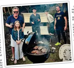  ??  ?? HAPPY FAMILY: Piers Morgan enjoys a birthday barbecue with his daughter Elise and sons Bertie, Stanley and Spencer