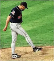  ?? ASSOCIATED PRESS FILE ?? Jose Mesa during the ninth inning of Game 7 of the 1997 World Series vs. the Marlins.