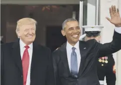  ??  ?? 0 Presidents Donald Trump and Barrack Obama in happier times