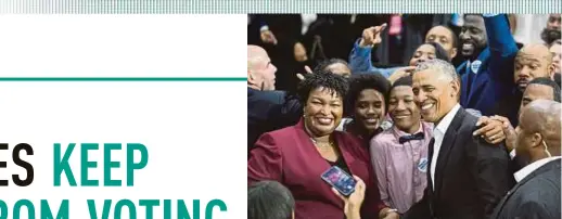  ?? AFP PIC ?? Former US president Barack Obama and Georgia Democratic gubernator­ial candidate Stacey Abrams (left) at a campaign rally in Atlanta, Georgia, on Friday.