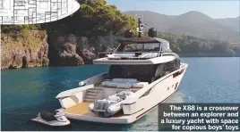  ??  ?? The X88 is a crossover between an explorer and a luxury yacht with space for copious boys’ toys