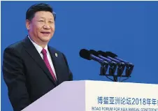  ?? LI XUEREN/XINHUA VIA AP ?? During his speech Tuesday, Chinese President Xi Jinping said the “Cold War mentality” had become obsolete.