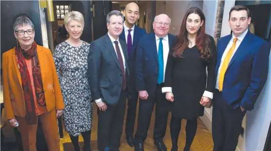  ?? Pictures: AFP ?? OUT: Former Labour Party MPs, from Left, Ann Coffey, Angela Smith, Chris Leslie, Chuka Umunna, Mike Gapes, Luciana Berger and Gavin Shuker and, below, Labour Leader Jeremy Corbyn is flanked by colleagues Dawn Butler and Dan Carden.