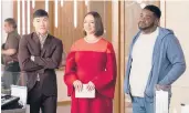 ?? APPLE TV+ ?? Joel Kim Booster, from left, Maya Rudolph and Ron Funches are among the cast of the new comedy“loot.”