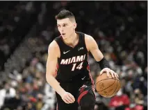  ?? NICK WASS AP ?? Heat guard Tyler Herro’s 21.8 points per game ranks 20th in the league, while on defense he is limiting players to shooting 40.6 percent.