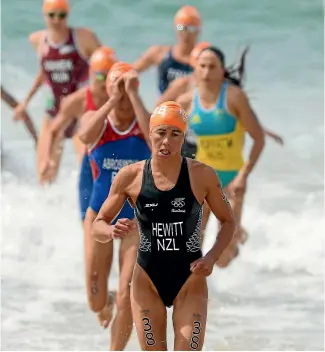  ?? PHOTO: GETTY IMAGES ?? Andrea Hewitt of New Zealand leaves the water during the women’s triathlon on day 15 of the Rio Olympics.