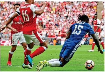  ?? PHC IMAGES ?? Deplorable: Moses tries to con Anthony Taylor with his dive against Arsenal