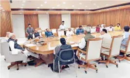  ??  ?? Prime Minister Narendra Modi and other leaders during the BJP Central Election Committee meeting for the upcoming Telangana state election, at BJP headquarte­rs in New Delhi on Saturday PTI