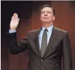  ?? SHAWN THEW, EUROPEAN PRESSPHOTO AGENCY ?? Former FBI chief James Comey is sworn in before the Senate Judiciary Committee this month.