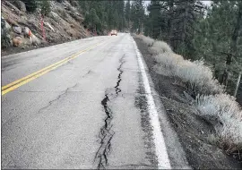  ?? Photo courtesy of Caltrans District 9 ?? This photo shows cracks on State Route 158 S. (South June Lake Loop) east of the town of June Lake.