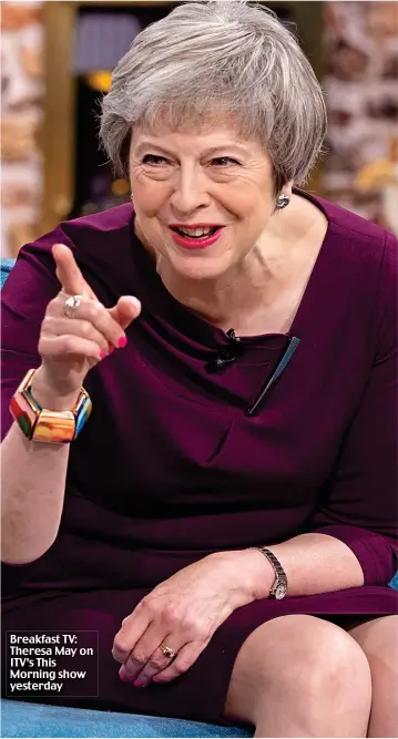  ??  ?? Breakfast TV: Theresa May on ITV’s This Morning show yesterday