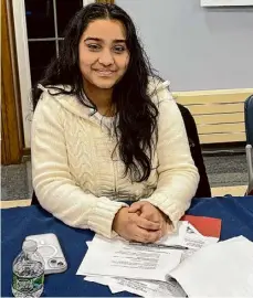  ?? ?? Schenectad­y High School senior Zohanna Nizrudin is the school district’s first student representa­tive on the Board of Education.