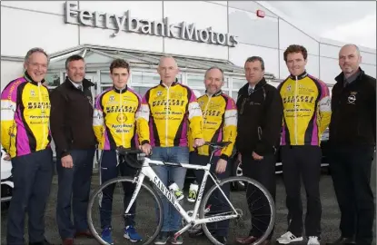  ??  ?? At the launch of the Wexford Wheelers Frank O’Rourke Memorial Race at Ferrybank Motors were David Maguire, Leslie Walker, Hugh Maguire, Keith Cullen, Oliver Gargan, Luke Maguire and Albert Walsh.