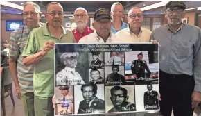  ?? ADRIAN SAINZ/AP FILE ?? The 11 Davis brothers served a combined 158 years in the armed forces. Shown during a July reunion are Eddie Davis, from left, Julius, Octavious, Lebronze, Frederick, Arguster and Nathaniel. Ben Davis Jr., in picture, died in April at the age of 94 after contractin­g COVID-19 at the Bill Nichols State Veterans Home in Alexander City, Ala.