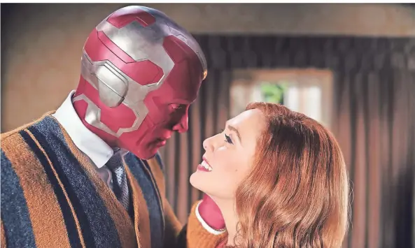  ?? FOTO: MARVEL STUDIOS/DISNEY+/DPA ?? Paul Bettany und Elizabeth Olsen spielen die Hauptrolle­n in „Wanda Vision“.