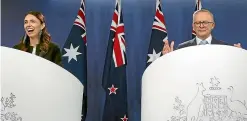  ?? GETTY ?? New Zealand Prime Minister Jacinda Ardern and Australian Prime Minister Anthony Albanese and at the Australia-New Zealand leadership meeting yesterday.