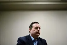  ?? Herald photo by Tijana Martin @TMartinHer­ald ?? United Conservati­ve Party leader Jason Kenney speaks with the Lethbridge Herald at the Royal Canadian Legion Branch 4 during a stop in Lethbridge on Wednesday.