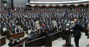  ?? (Reuters) ?? TURKISH PRESIDENT Recep Tayyip Erdogan addresses members of parliament about the Jamal Khashoggi case.