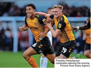  ?? Picture: Huw Evans Agency ?? Priestley Farquharso­n celebrates opening the scoring