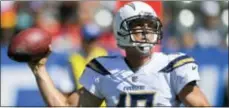  ?? MARK J. TERRILL — THE ASSOCIATED PRESS ?? The Chargers are 0-3, but veteran quarterbac­k Philip Rivers still makes them dangerous.