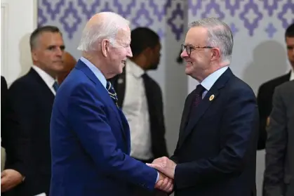  ?? Photograph: Mick Tsikas/AAP ?? Anthony Albanese and Joe Biden discussed climate action ‘and the link between it and economic growth and job creation’, the Australian prime minister told reporters.