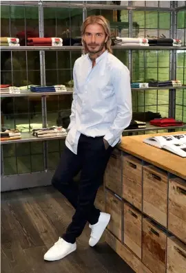  ??  ?? Becks playing for the shirt at Kent &amp; Curwen’s flagship store, Covent Garden, London, 2017