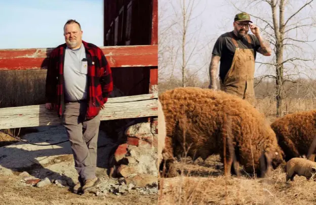  ??  ?? Left: Jim Darling on his farm. Right: Eric Shevtchenk­o with his livestock.