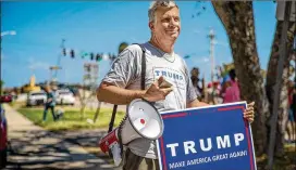  ?? SCOTT MCINTYRE / FOR THE WASHINGTON POST ?? Donald Tarca Jr. is part of the “Bridge Family,” supporters who greet the president when he visits his Mar-a-Lago Club in Palm Beach, Fla.