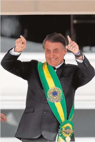 ?? EFE ?? Jair Bolsonaro, en su investidur­a en Brasilia, el pasado 1 de enero
