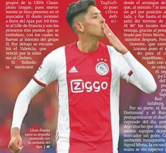  ?? | AP ?? Edson Álvarez suma su segunda anotación con la camiseta del Ajax.