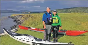  ??  ?? Douglas Hardie and Ione Russell paddled non-stop for nearly 24 hours from Port Glasgow to Luing.