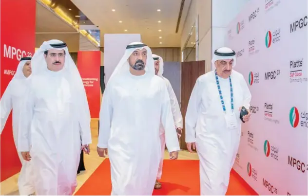  ?? ?? ↑ Sheikh Ahmed Bin Saeed Al Maktoum arrives to inaugurate the conference in Dubai on Monday.