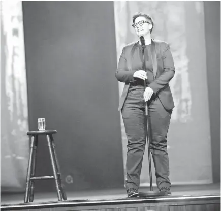  ??  ?? Comedian Hannah Gadsby confronts many different kinds of abuse in “Nanette.”
