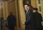  ?? ASSOCIATED PRESS ?? House Speaker Paul Ryan, R-Wis., walks to the House floor on Capitol Hill in Washington on Tuesday.