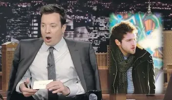  ??  ?? Last Friday’s edition of The Tonight Show Starring Jimmy Fallon featured as one of its jokes a photo of Saskatoon musician and band frontman Rylan Schultz taken a few years ago. The TV moment is captured in this screen grab.