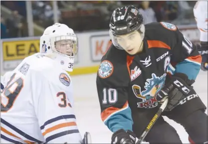  ?? GARY NYLANDER/The Daily Courier ?? Kelowna Rockets forward Nick Merkley, who scored for the fourth straight game in Wednesday’s 10-1 blowout of the visiting Edmonton Oil Kings and now has eight goals and 16 points in 10 games this month, will try to spark the offence against Kamloops...