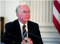  ?? THE ASSOCIATED PRESS ?? Secretary of Health and Human Services Tom Price announced Friday he is resigning amid criticism of his travel on private planes.