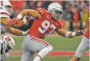  ?? ASSOCIATED PRESS FILE PHOTO ?? Ohio State defensive lineman Nick Bosa’s college football career is over. The injured All-American defensive end intends to withdraw from Ohio State to spend time rehabilita­ting and training for an NFL career.