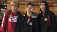  ?? Contribute­d photo ?? Thomas Zenga, Tanner Mason and Chris Davis are all heading to the state tournament for wrestling after placing at Class AAAA sectionals.