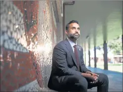  ?? DAI SUGANO — STAFF PHOTOGRAPH­ER ?? Sajid Khan, a Santa Clara County public defender, poses for a portrait on June 25 at San Jose High School, his alma mater. Khan is running to become Santa Clara County district attorney.